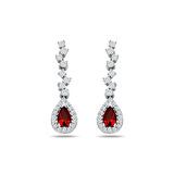 925 Ayar Gümüş Pırlanta Montür Kırmızı Damla Salkım Su Yolu Set