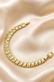 Balenbi Jewelry Kadın Taşlı Geometrik Plaka Detaylı Kararmaz Çelik Bileklik Gold Renk 1129