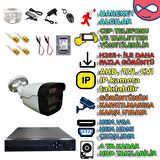 1 KAMERALI 500GB HDDLİ GECE RENKLİ GÖSTEREN ARAÇ İNSAN HAREKET YÜZ ALGILAYAN GÜVENLİK KAMERASI SETİ