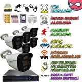 6 KAMERALI 500GB HDDLİ GECE RENKLİ GÖSTEREN ARAÇ İNSAN HAREKET YÜZ ALGILAYAN GÜVENLİK KAMERASI SETİ