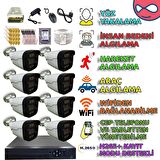 8 KAMERALI 500GB HDDLİ GECE RENKLİ GÖSTEREN ARAÇ İNSAN HAREKET YÜZ ALGILAYAN GÜVENLİK KAMERASI SETİ