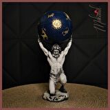 Atlas’ın Burç Küresini Tuttuğu Heykel – Astrolojik Ev Dekoru – El Yapımı - Mükemel orijinal tasarım