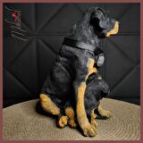 El Yapımı Rottweiler Köpek Figürü ve Yavruları – Ev Dekoru İçin Heykeli - Mükemel orijinal tasarım
