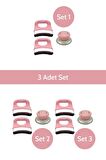 Toz Pembe Tencere Tava Kulp Seti 3'lü Set Sap Kulp Tutamak Seti Tencere Sapı (3 Adet Set)