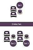 Mor Tencere Tava Kulp Seti 3'lü Set Sap Kulp Tutamak Seti Tencere Sapı (3 Adet Set)