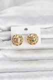 316L Çelik Gold Renk Desenli Top Model Kadın Küpe 5886