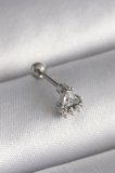 316L Çelik Gümüş Renk Üçgen Zirkon Taşlı Tragus Piercing 5886