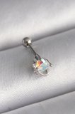 316L Çelik Gümüş Renk Zirkon Taşlı Kalp Tragus Piercing 5886
