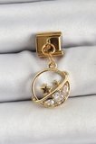 316L Çelik Sallantılı Zirkon Taşlı Satürn Model Gold Renk Nomination Charm 588
