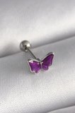 316L Çelik Gümüş Renk Mor Kelebek Model Tragus Piercing 5886