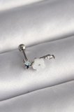 316L Çelik Gümüş Renk Zirkon Taş Detay Beyaz Çiçek Model Tragus Piercing 5886