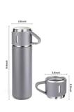 Termos Seti Paslanmaz Çelik 3 Bardaklı Vakumlu Termos Set 500 Ml 12 Saate Kadar Is