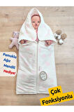 %100 Pamuklu & Yumuşak Bebek Battaniyesi - Pembe Baskılı & Fermuarlı Angora Battaniye