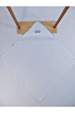 Ekru %100 Pamuklu Bebek Battaniyesi Nakışlı Kız / Erkek Puset Örtüsü Hediyelik Yenidoğan 85x85cm