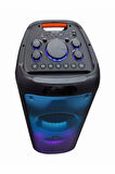 BTS-1387 Karaoke Hoparlör Ses Sistemi Kablosuz Mikrofonlu 70 Watt 2x10 Inç Bluetooth Hoparlör Rgb Party Box