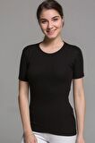 Kadın Siyah Termal Kısa Kol İçlik