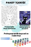 Sayılarla Boyama Seti Numaralı Tuval Fırça Boya Dahil Kasnaklı Set 50x70 Cm - KARA KEDİ
