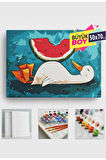 Sayılarla Boyama Seti Numaralı Tuval Fırça Boya Dahil Kasnaklı Set 50x70 Cm - KARPUZ ÖRDEK