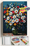 Sayılarla Boyama Seti Numaralı Tuval Fırça Boya Dahil Kasnaklı Set 50x70 Cm - RENKLİ PAPATYA DEMETİ