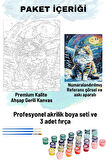 Sayılarla Boyama Seti Numaralı Tuval Fırça Boya Dahil Kasnaklı Set 50x70 Cm - SAMANYOLU KEDİ