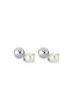 14 Ayar Altın 4 mm İkili Tragus Doğal İnci Çift Taraflı Top Piercing