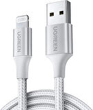 Ugreen, MFi Lisanslı USB-A & Lightning Örgülü Data ve Şarj Kablosu, 1.5 Metre, Beyaz
