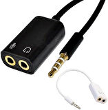 Streak Aux 3.5mm Jack Ses Adaptör Mikrofon Kulaklık Çevirici Kablo BEYAZ