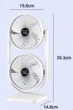 Çift Başlıklı Masaüstü Fan Brushless Motor 10W Güçlü Vantilatör Ayarlanabilir Başlık 2400 mAh Şarjlı