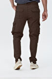 Düz Paça Kargo Pantolon-Kahverengi-31