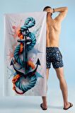 Üç Boyutlu Çapa Desenli Plaj Havlusu 75x 150cm-Çok Renkli-75x150cm