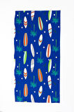 Surfboard Desen Plaj Havlusu & Deniz Şortu İkili Takım-Mavi-M