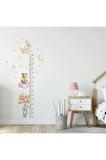 Tavşan Ayıcık Ay ve Yıldızlar Temalı Boy Ölçer Çocuk Duvar Ayna Dolap Kapı için Sticker