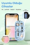 Bluetooth USB Çift Modlu Sessiz Mouse, Şeffaf Mıknatıslı Kapaklı, Type-C Şarjlı, DPI Ayarlı, Kablosu