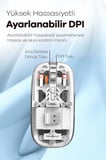 Bluetooth USB Çift Modlu Sessiz Mouse, Şeffaf Mıknatıslı Kapaklı, Type-C Şarjlı, DPI Ayarlı, Kablosu