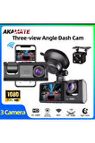 3 Kanal Araba DVR HD 1080P 3 Lensli Araç İçi KameraÜç Yönlü Kamera DVR Kaydedici Video