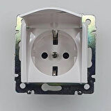 Beyaz Kapaklı Topraklı Priz Çerçevesiz - Priz ve Anahtar İçin Uyumlu Çerçeve