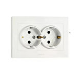 Beyaz İkili Topraklı Priz Çerçeveli Mina - Priz ve Anahtar İçin Uyumlu Çerçeve