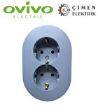 Gri İkili Topraklı Priz Sıva Üstü