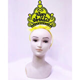 Happy Birthday Neon Sarı Taç