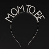 Kristal Taşlı Gümüş Renk Mom to Be Tacı Anne Tacı