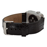 Apple Watch Uyumlu Deri Kordon 42-44-45mm Kroko Siyah