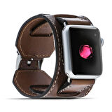 Apple Watch Uyumlu Deri Kordon 38-40-41mm Cuff Taba