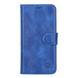 Apple iPhone 12 Pro Uyumlu Deri Cüzdanlı Kılıf Okyanus Mavi
