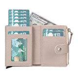 Deri Cüzdan Ve Kartlık, Mekanizmalı, 10 Adet Kart Bölmeli, Bej