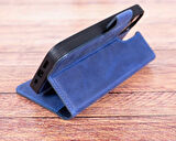 Apple iPhone 13 Pro Uyumlu Deri Cüzdanlı Kılıf Lacivert