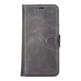 Apple iPhone 14 Pro Uyumlu Deri Cüzdanlı Kılıf MWWN VS4EF Gri