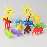 669 Toy Play 12 Parça Renkli Mini Vahşi Hayvanlar Figür Seti 4-6 cm