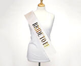 Beyaz Üzeri Altın Büyük Bride To Be Yazılı Simli Işıltılı Kuşak Kemer 10 cm Genişlik