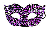 Mor Renk Arkadan Lastikli Pul Payet İşlemeli Balo After Parti Maskesi