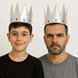 Gümüş Renk Eva Yumuşak Kral Kraliyet Tacı Yetişkin Çocuk Uyumlu 55 cm